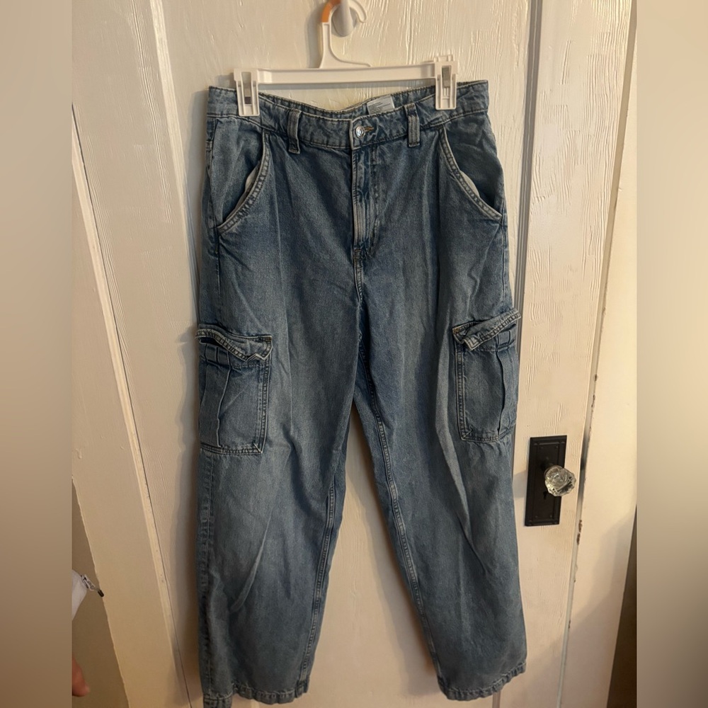 H&M Blue Denim Cargo Jeans